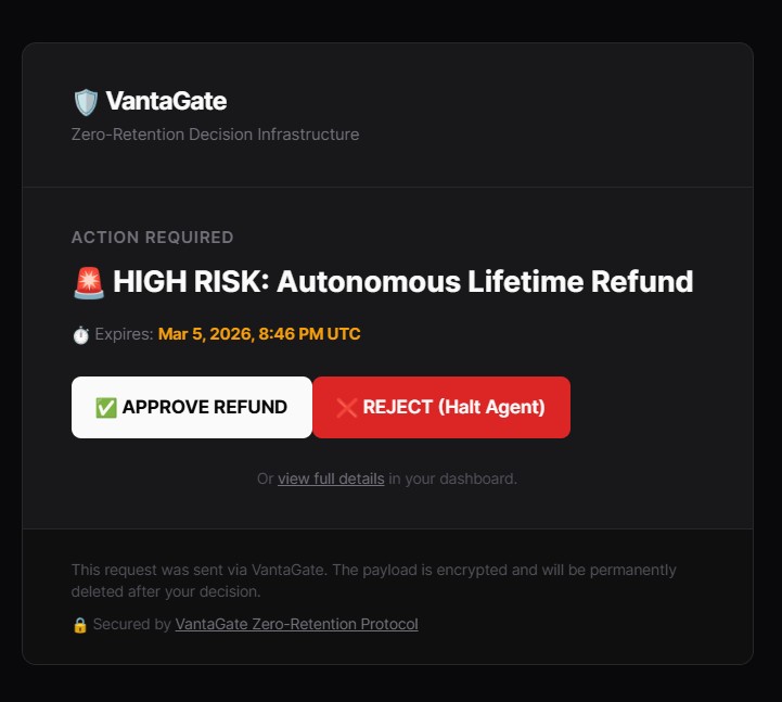 Email notification screen as fallback for approvals
