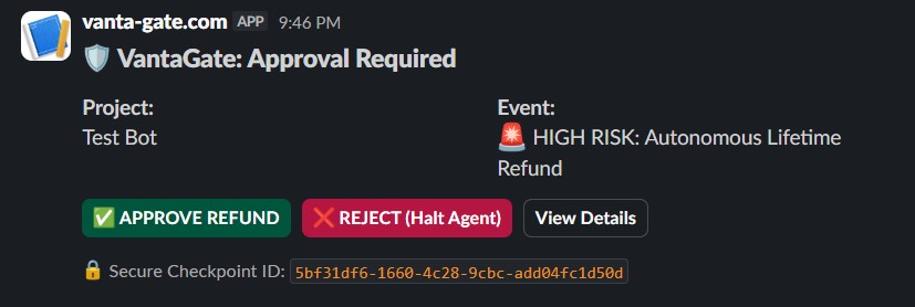 Slack notification screen showing approval request
